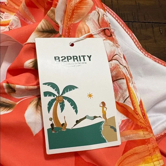 Women's Floral Coral Swimsuit - Picture 2 of 4